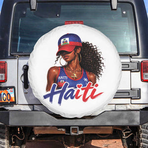 Haitian Girl Spare Tire Cover Melanin Black Girls Haiti Flag Proud Haitienne TS10 No hole White Print Your Wear
