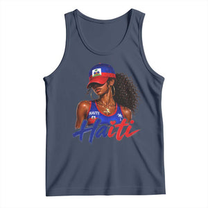 Haitian Girl Tank Top Melanin Black Girls Haiti Flag Proud Haitienne TS10 Navy Print Your Wear