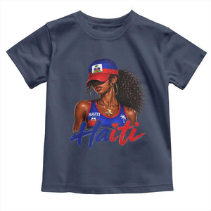 Haitian Girl Toddler T Shirt Melanin Black Girls Haiti Flag Proud Haitienne TS10 Navy Print Your Wear