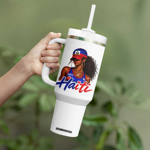 Haitian Girl Tumbler With Handle Melanin Black Girls Haiti Flag Proud Haitienne TS10 Print Your Wear