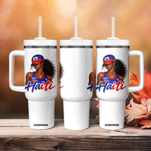Haitian Girl Tumbler With Handle Melanin Black Girls Haiti Flag Proud Haitienne TS10 Print Your Wear