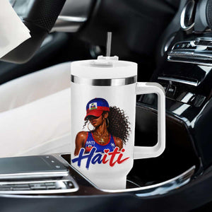 Haitian Girl Tumbler With Handle Melanin Black Girls Haiti Flag Proud Haitienne TS10 Print Your Wear
