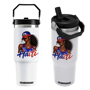 Haitian Girl Flip Straw Tumbler Melanin Black Girls Haiti Flag Proud Haitienne TS10 One Size: 30 oz White Print Your Wear
