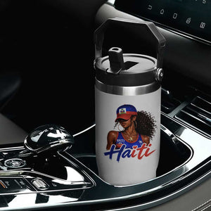 Haitian Girl Flip Straw Tumbler Melanin Black Girls Haiti Flag Proud Haitienne TS10 Print Your Wear