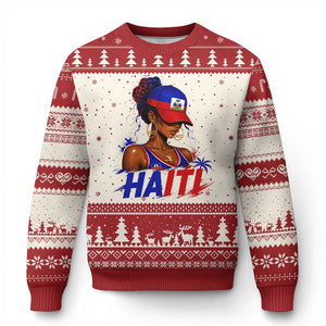 Haitian Princess Ugly Christmas Sweater Haiti Flag Haitienne Melanin Black Girls TS10 Beige Red Print Your Wear