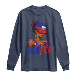 Haitian Princess Long Sleeve Shirt Haiti Flag Haitienne Melanin Black Girls TS10 Navy Print Your Wear