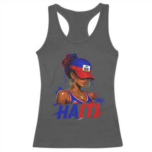 Haitian Princess Racerback Tank Top Haiti Flag Haitienne Melanin Black Girls TS10 Dark Heather Print Your Wear