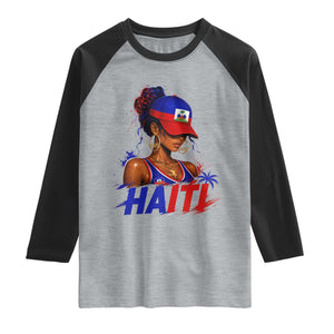 Haitian Princess Raglan Shirt Haiti Flag Haitienne Melanin Black Girls TS10 Heather Gray Black Print Your Wear