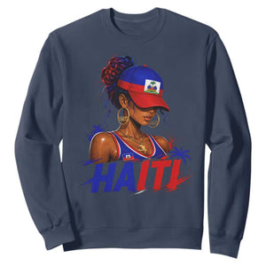 Haitian Princess Sweatshirt Haiti Flag Haitienne Melanin Black Girls TS10 Navy Print Your Wear