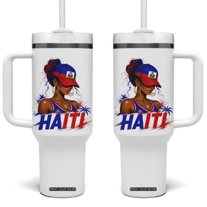 Haitian Princess Tumbler With Handle Haiti Flag Haitienne Melanin Black Girls TS10 One Size: 40 oz White Print Your Wear