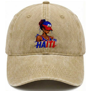 Haitian Princess Washed Cotton Baseball Cap Haiti Flag Haitienne Melanin Black Girls TS10 Print Your Wear