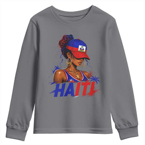 Haitian Princess Youth Sweatshirt Haiti Flag Haitienne Melanin Black Girls TS10 Charcoal Print Your Wear