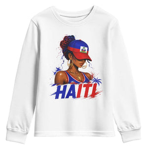 Haitian Princess Youth Sweatshirt Haiti Flag Haitienne Melanin Black Girls TS10 White Print Your Wear