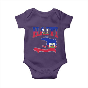 Haiti Pride Baby Onesie Retro Vintage Haitian Flag Map Pride Graphic TS10 Purple Print Your Wear