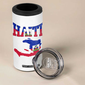 Haiti Pride 4 in 1 Can Cooler Tumbler Retro Vintage Haitian Flag Map Pride Graphic TS10 Print Your Wear