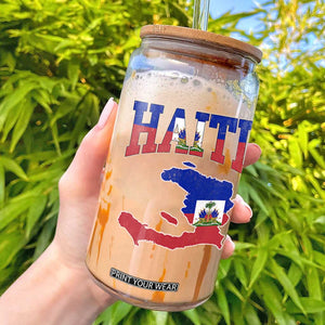 Haiti Pride Glass Can Retro Vintage Haitian Flag Map Pride Graphic TS10 White Print Your Wear