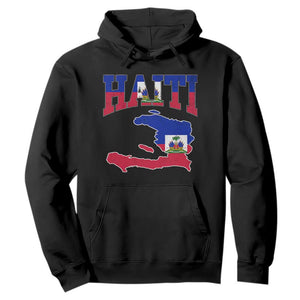 Haiti Pride Hoodie Retro Vintage Haitian Flag Map Pride Graphic TS10 Black Print Your Wear