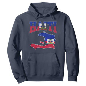 Haiti Pride Hoodie Retro Vintage Haitian Flag Map Pride Graphic TS10 Navy Print Your Wear