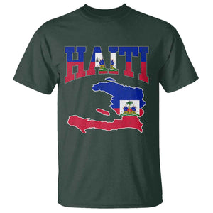 Haiti Pride T Shirt Retro Vintage Haitian Flag Map Pride Graphic TS10 Dark Forest Green Print Your Wear