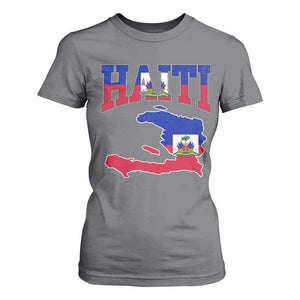 Haiti Pride T Shirt For Women Retro Vintage Haitian Flag Map Pride Graphic TS10 Charcoal Print Your Wear