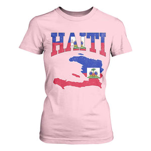 Haiti Pride T Shirt For Women Retro Vintage Haitian Flag Map Pride Graphic TS10 Light Pink Print Your Wear