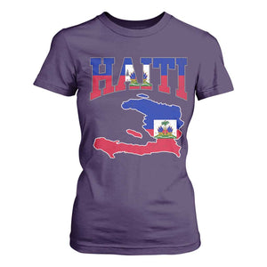 Haiti Pride T Shirt For Women Retro Vintage Haitian Flag Map Pride Graphic TS10 Purple Print Your Wear