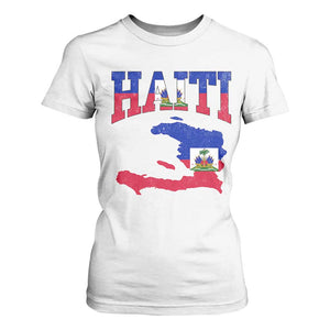 Haiti Pride T Shirt For Women Retro Vintage Haitian Flag Map Pride Graphic TS10 White Print Your Wear
