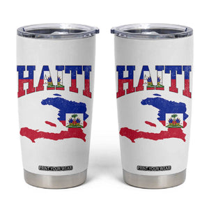 Haiti Pride Tumbler Cup Retro Vintage Haitian Flag Map Pride Graphic TS10 White Print Your Wear