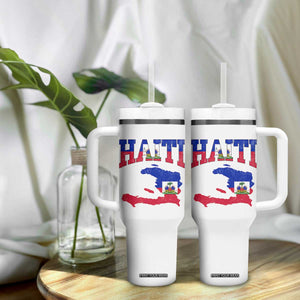 Haiti Pride Tumbler With Handle Retro Vintage Haitian Flag Map Pride Graphic TS10 Print Your Wear