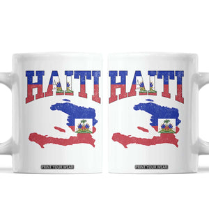 Haiti Pride Coffee Mug Retro Vintage Haitian Flag Map Pride Graphic TS10 White Print Your Wear