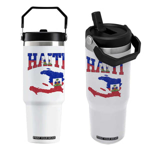 Haiti Pride Flip Straw Tumbler Retro Vintage Haitian Flag Map Pride Graphic TS10 One Size: 30 oz White Print Your Wear