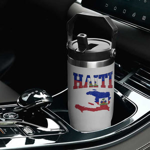 Haiti Pride Flip Straw Tumbler Retro Vintage Haitian Flag Map Pride Graphic TS10 Print Your Wear