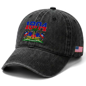 Haitian Revolution 1804 Washed Cotton Baseball Cap Haiti Flag Independence Day Haitian Graphic TS10 Print Your Wear