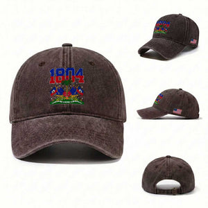 Haitian Revolution 1804 Washed Cotton Baseball Cap Haiti Flag Independence Day Haitian Graphic TS10 Washed Cap Universal Fit Dark Brown Print Your Wear