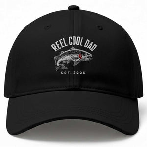Reel Cool Dad Est 2026 Baseball Cap Trout Fishing Vintage First Time Dad Fathers Day