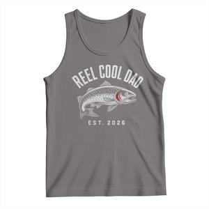 Reel Cool Dad Est 2026 Tank Top Trout Fishing Vintage First Time Dad Fathers Day