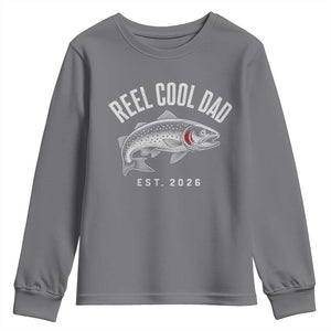 Reel Cool Dad Est 2026 Youth Sweatshirt Trout Fishing Vintage First Time Dad Fathers Day