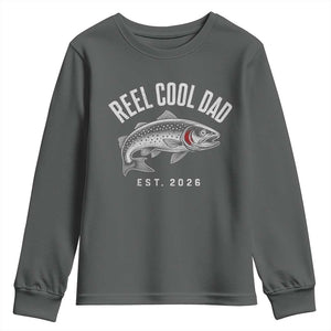 Reel Cool Dad Est 2026 Youth Sweatshirt Trout Fishing Vintage First Time Dad Fathers Day