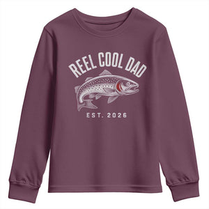Reel Cool Dad Est 2026 Youth Sweatshirt Trout Fishing Vintage First Time Dad Fathers Day