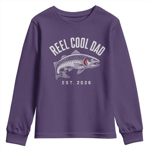 Reel Cool Dad Est 2026 Youth Sweatshirt Trout Fishing Vintage First Time Dad Fathers Day