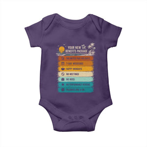 Funny Retirement Gift Baby Onesie New Benefits Package Retro Retired 2026 TS10 Purple Print Your Wear