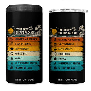 Funny Retirement Gift 4 in 1 Can Cooler Tumbler New Benefits Package Retro Retired 2026 TS10 One Size: 16 oz Black Print Your Wear