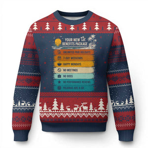 Funny Retirement Gift Ugly Christmas Sweater New Benefits Package Retro Retired 2026 TS10 Navy Red Print Your Wear