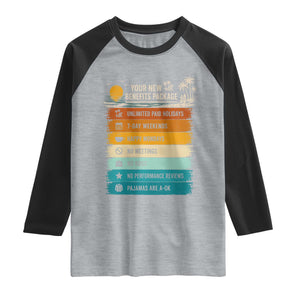 Funny Retirement Gift Raglan Shirt New Benefits Package Retro Retired 2026 TS10 Heather Gray Black Print Your Wear