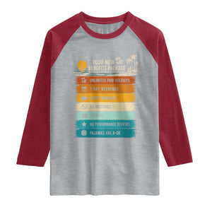 Funny Retirement Gift Raglan Shirt New Benefits Package Retro Retired 2026 TS10 Heather Gray Heather Red Print Your Wear