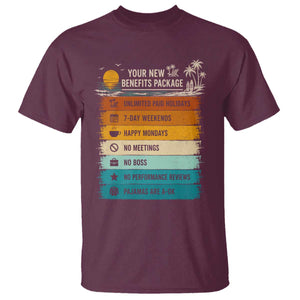 Funny Retirement Gift T Shirt New Benefits Package Retro Retired 2026 TS10 Maroon Print Your Wear
