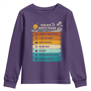 Funny Retirement Gift Youth Sweatshirt New Benefits Package Retro Retired 2026 TS10 Purple Print Your Wear