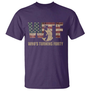 40th Birthday T Shirt Funny WTF Whos Turning Forty Vintage Fishing 40 Year Old Gift TS10 Purple Print Your Wear