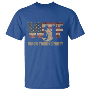 40th Birthday T Shirt Funny WTF Whos Turning Forty Vintage Fishing 40 Year Old Gift TS10 Royal Blue Print Your Wear