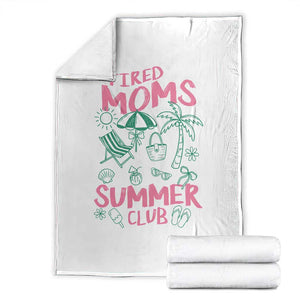 Retro Tired Moms Summer Club Throw Blanket Funny Mama Beach Vacation Gift